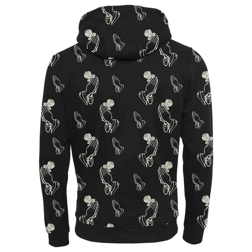 Urban Classics Urban Classics Hoodie Glory AOP Black Urban Classics Urban Classics Hoodietrui Hand Rose Zwart